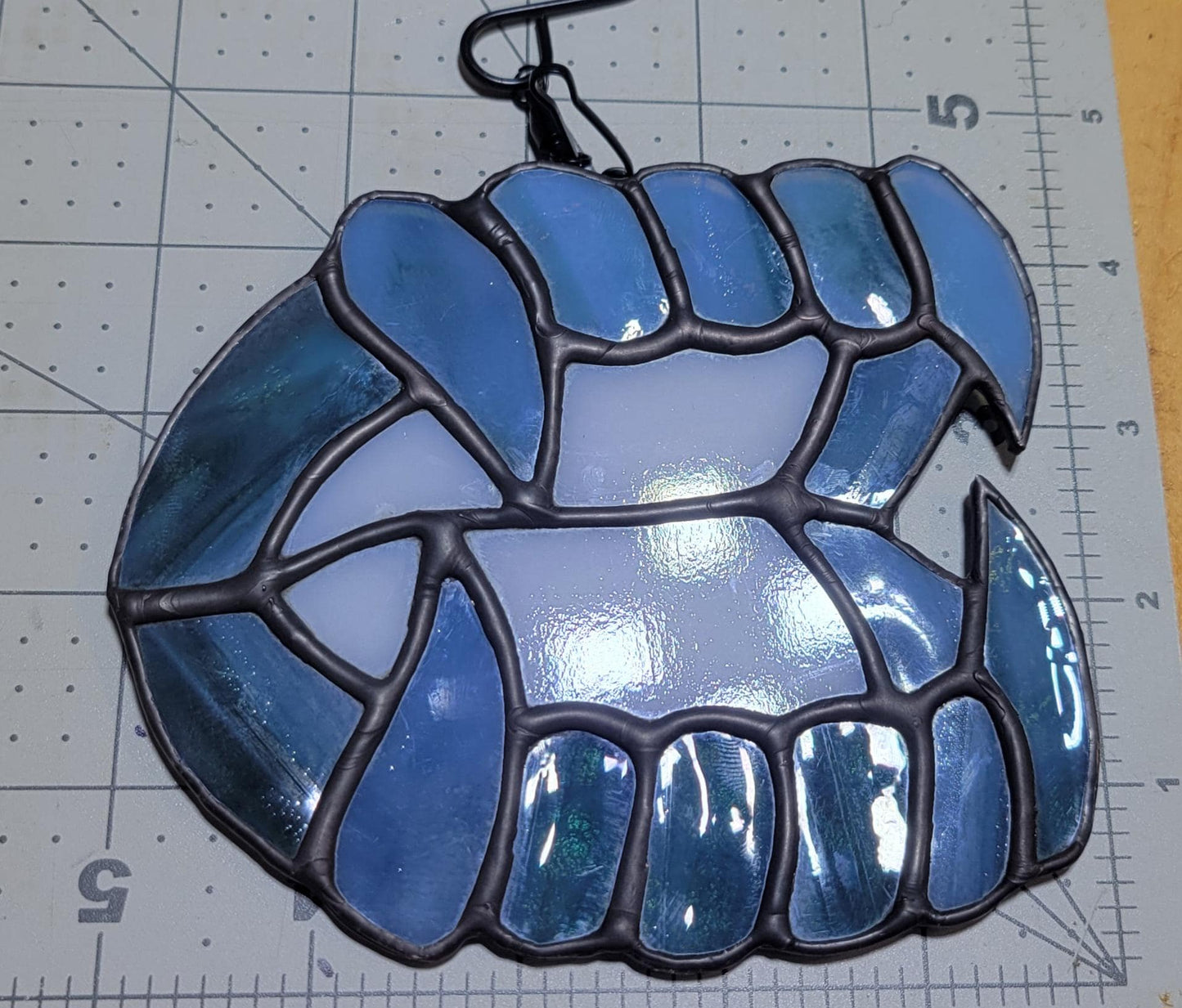 Vintage Bullseye Glass Vampire Fangs Suncatcher