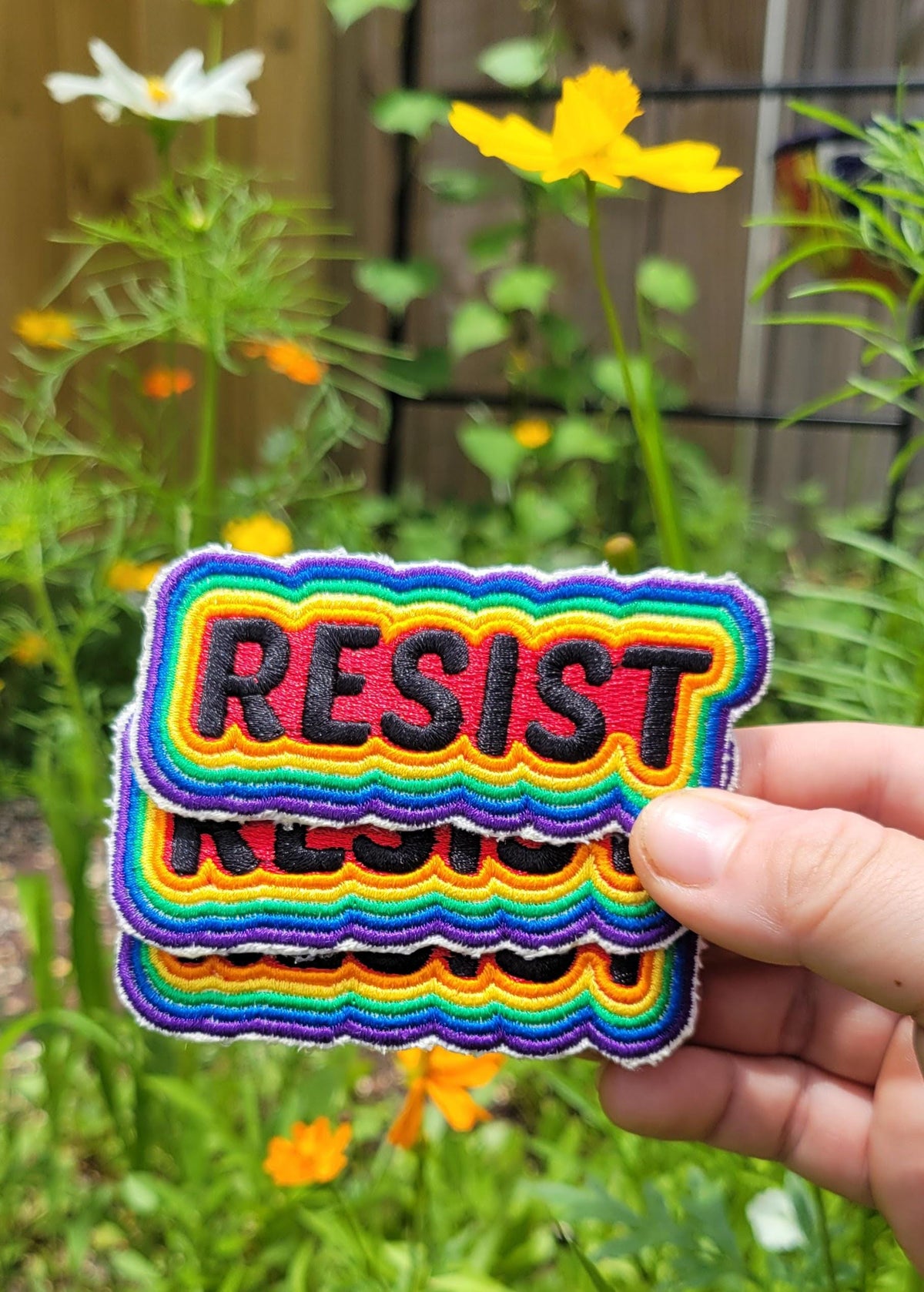 RESIST Rainbow Embroidered Patch | Protest & Activism Iron-On / Sew-On Patch