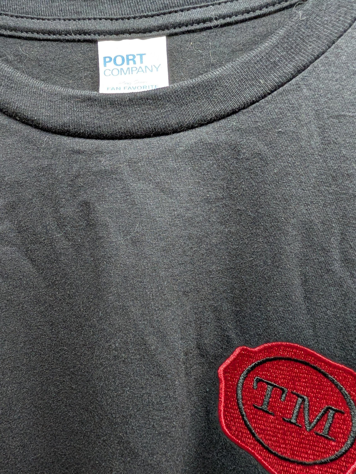 Taskmaster Wax Seal Embroidered Black T-Shirt | Classic Red Wax Seal Chest Embroidery | Unisex Cotton Tee