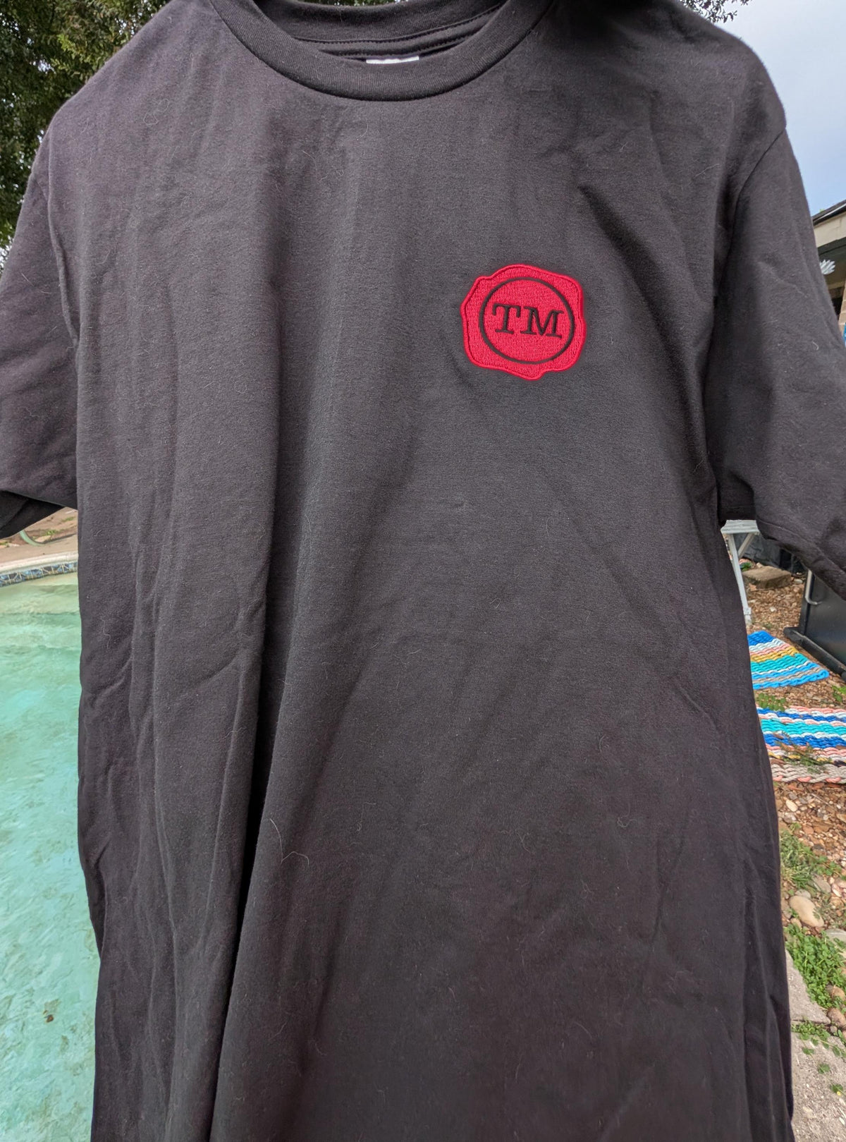 Taskmaster Wax Seal Embroidered Black T-Shirt | Classic Red Wax Seal Chest Embroidery | Unisex Cotton Tee