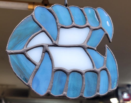 Vintage Bullseye Glass Vampire Fangs Suncatcher