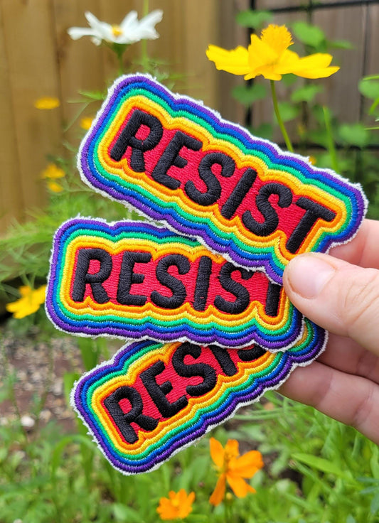 RESIST Rainbow Embroidered Patch | Protest & Activism Iron-On / Sew-On Patch