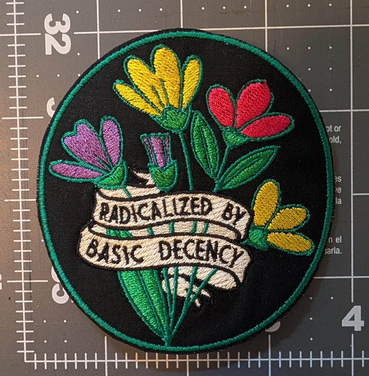 Radicalized by Basic Decency Embroidered Patch